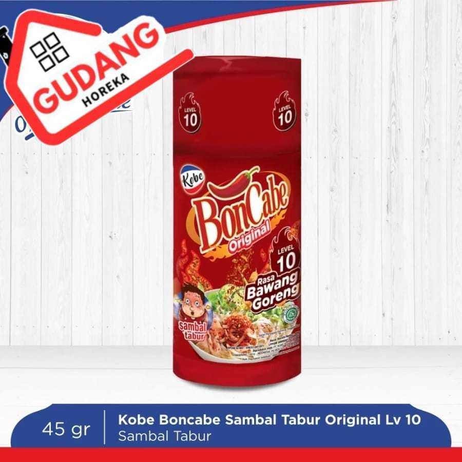 

BONCABE LEVEL 10 HALAL SAMBAL TABUR BUBUK CABE 45 GR KOBE BONCABE