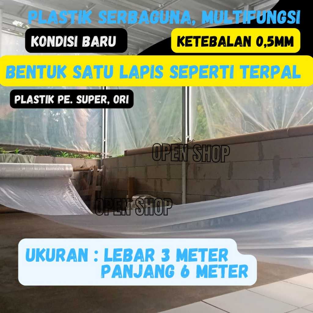 3x6 M. Plastik Terpal Serbaguna.. Penutup, Atap, GreenHouse, Pertanian, Pelindung Barang, Furniture.