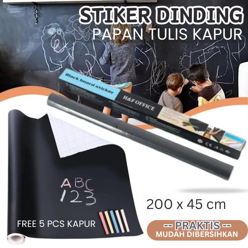 

Stiker Dinding Papan Tulis Kapur Flexible 200 x 45 cm Hitam Wall Sticker Blackboard 2 Meter Besar