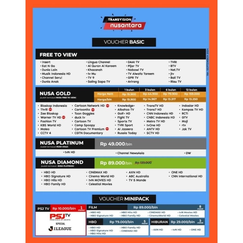 Paket Nusa minipack Nusantara HD Gold