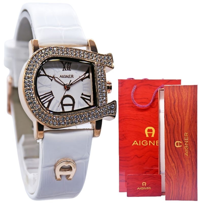 JAM TANGAN WANITA ELEGAN AIGNER PREMIUM WATCH WHITE ROSEGOLD LIMITED