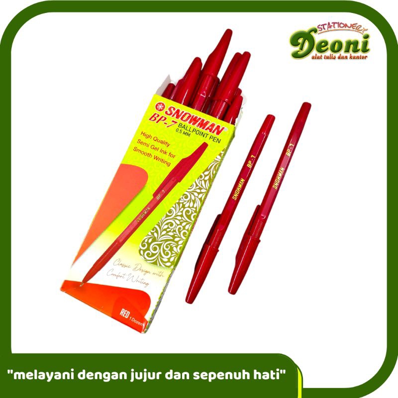 

SNOWMAN BP-7 Pena Pulpen Bolpen 0.5mm Merah (1 Pcs / Satuan)