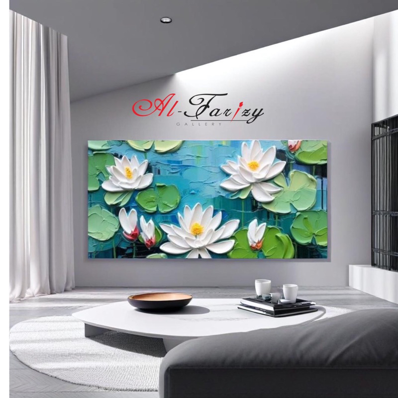 Lukisan Bunga Lotus Hiasan Dinding Dekorasi Dinding Lukisan Dinding Aesthetic