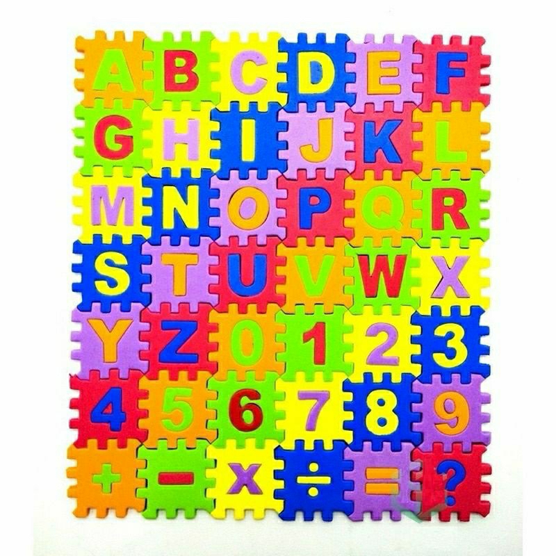 Mainan edukasi anak puzzle spon eva huruf angka alphabet kubus edukatif belajar alfabet membaca read
