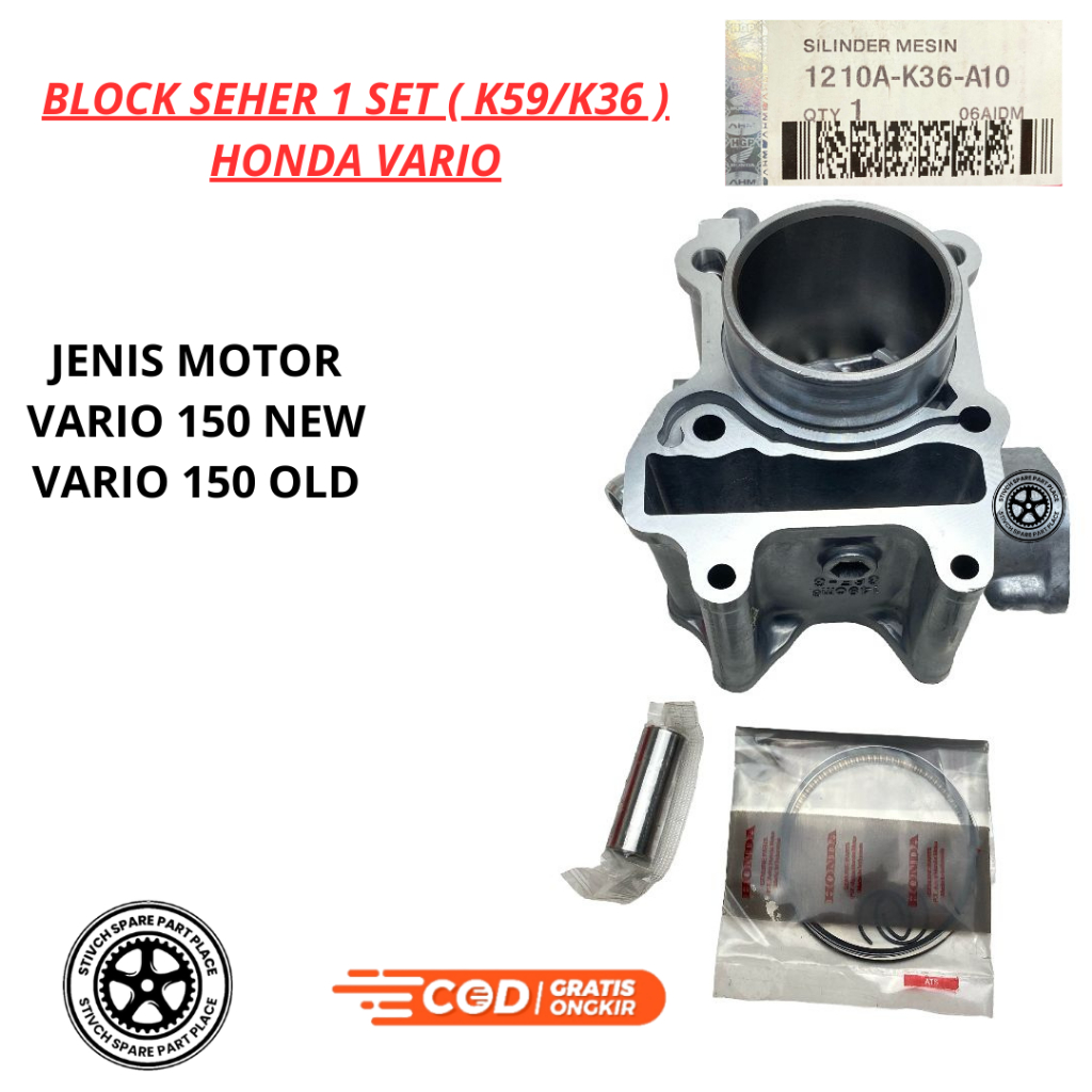 BLOK BLOCK SEHER 1 SET K59/K36 VARIO 150 OLD / VARIO 150 NEW / PCX / CYLINDER BOCK PISTON KIT ASSY /