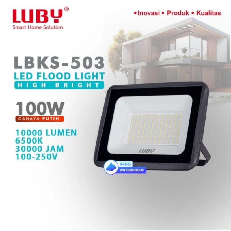LUBY LAMPU SOROT LED 100W 100 WATT LBKS-503 CAHAYA PUTIH FLOODLIGHT