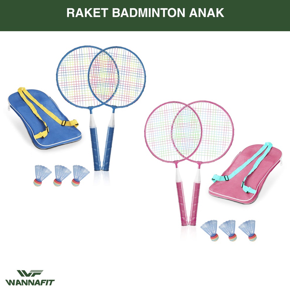 Promo Viral Raket Badminton Anak Wannafit  Bulutangkis Bulu Tangkis Mini Laki Perempuan Kok Olahraga