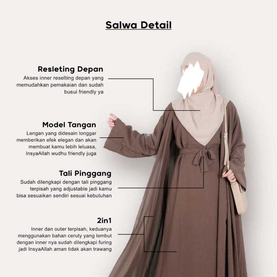 Diskon Tambahan GAMIS ABAYA OUTER SET 2 IN 1  Gamis outer dress Wanita  gamis abaya set 2 in 1  one 