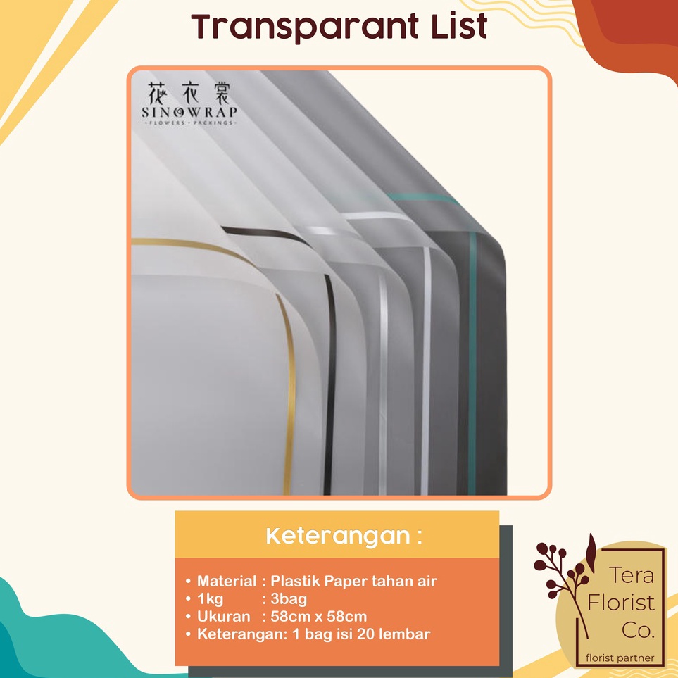 

Super Ekonomis 2 Lembar Cellophane Transparant List Kertas Bunga Flower Wrapping Kertas Buket Wrap Paper Bungkus Bouquet Waterproof Pembungkus Kado PWM44B