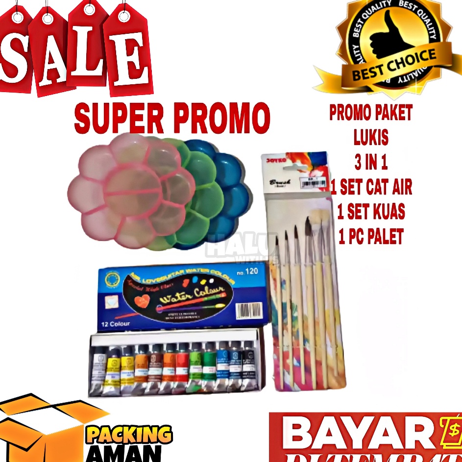 

Obral Terbatas BISA COD PROMO 1 Set Paket Melukis 3 In 1 Kuas Lukis Cat Air Palet Peralatan Kuas Seni Lukis