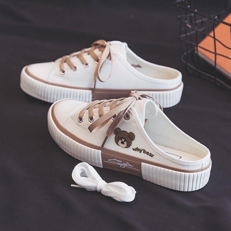 sepatu sneakers slip on bear wanita korean style
