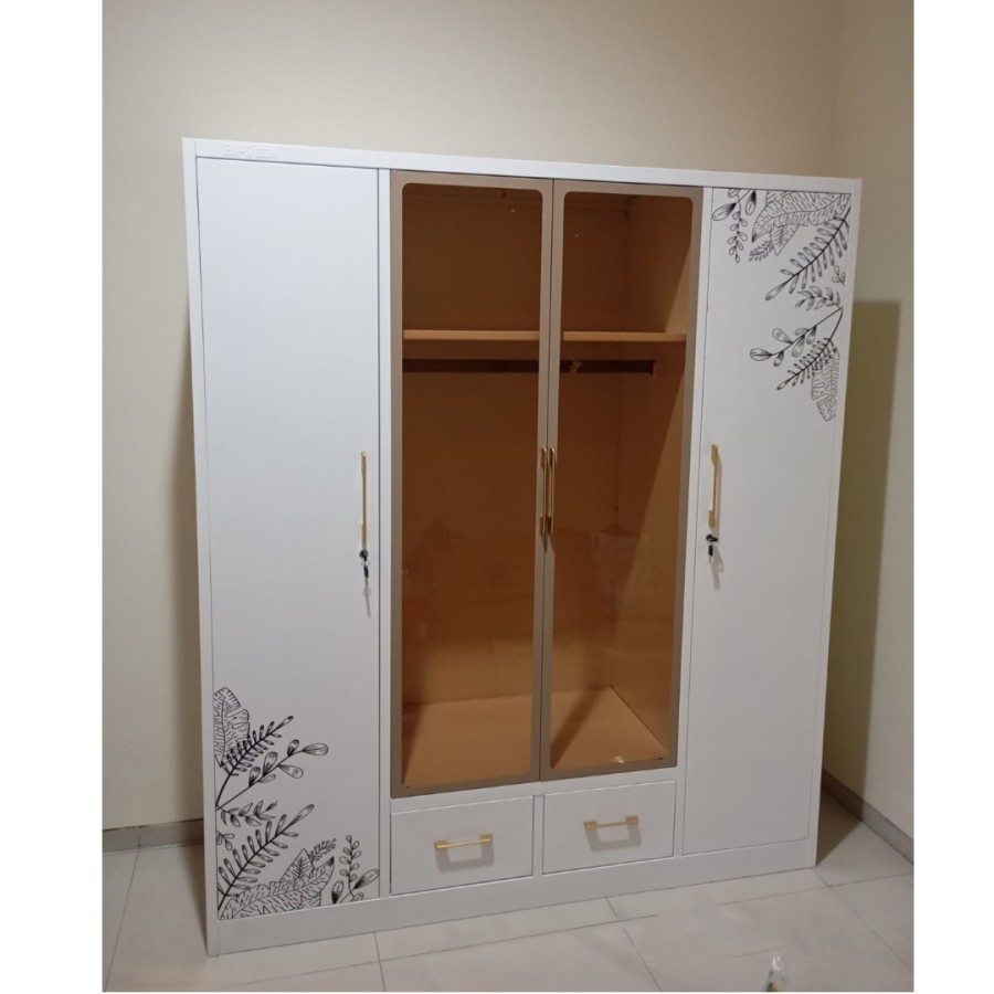 Lemari Baju plat besi 4 pintu lemari pakaian 4 pintu jumbo