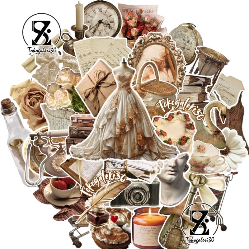 

50 PCS STIKER VINTAGE AESTHETIC MURAH STIKER TUMBLR BINDER | SUDAH CUTTING