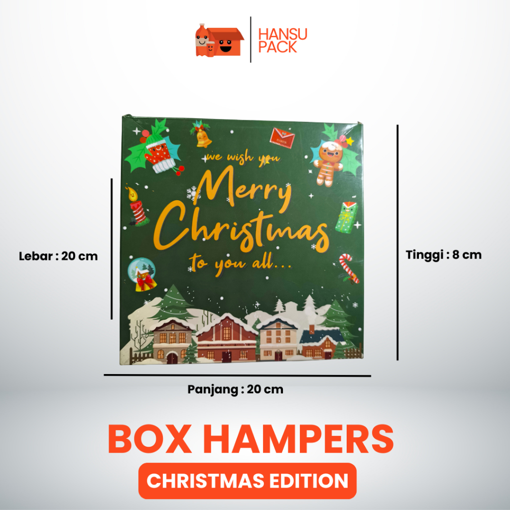 

(Isi 10) Box Hampers Christmas 20x20x8 cm Box Natal Kotak Kado Dus Natal