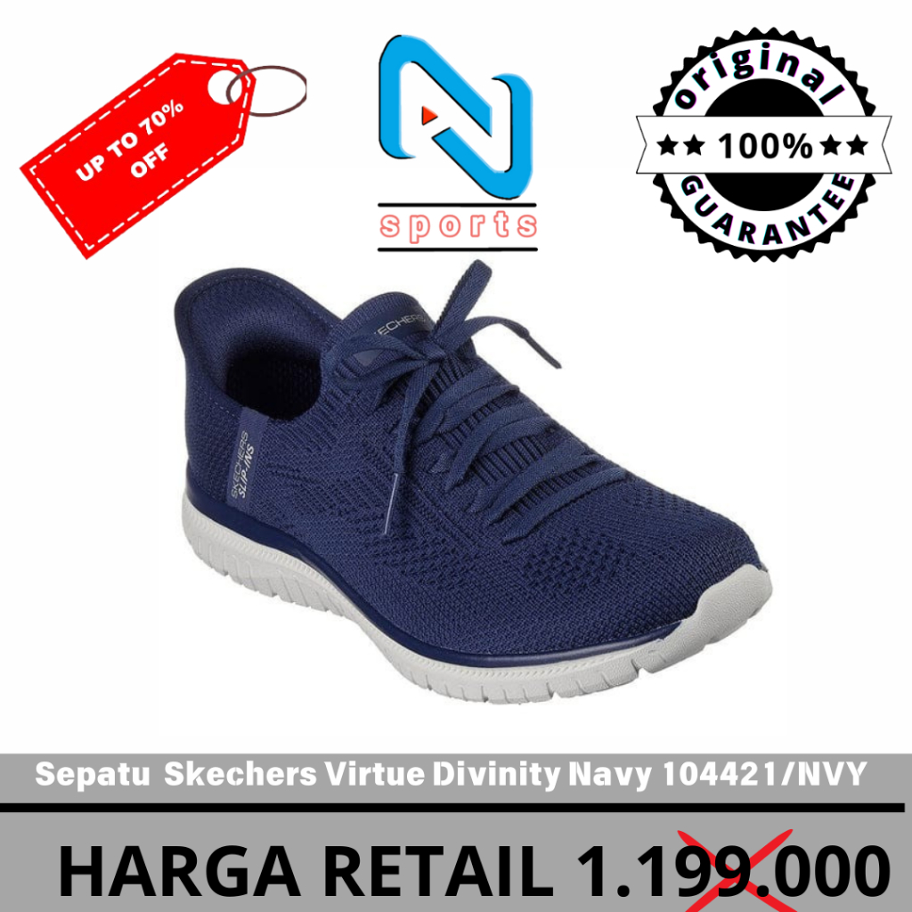 Sepatu Slip On Wanita Skechers Virtue Divinity Navy 104421/NVY ORIGINAL 100%
