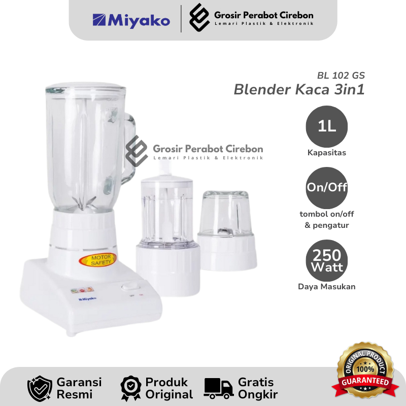 MIYAKO BLENDER KACA BL-102GS / BL 102 GS BLENDER KACA MIYAKO 3 IN 1