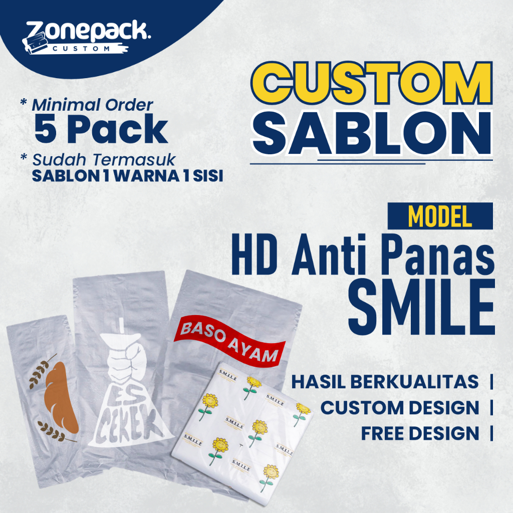Sablon HD Anti Panas Smile | Plastik Makanan Minuman HD Tebal | Kemasan BAKSO - PEMPEK - CAMILAN dll