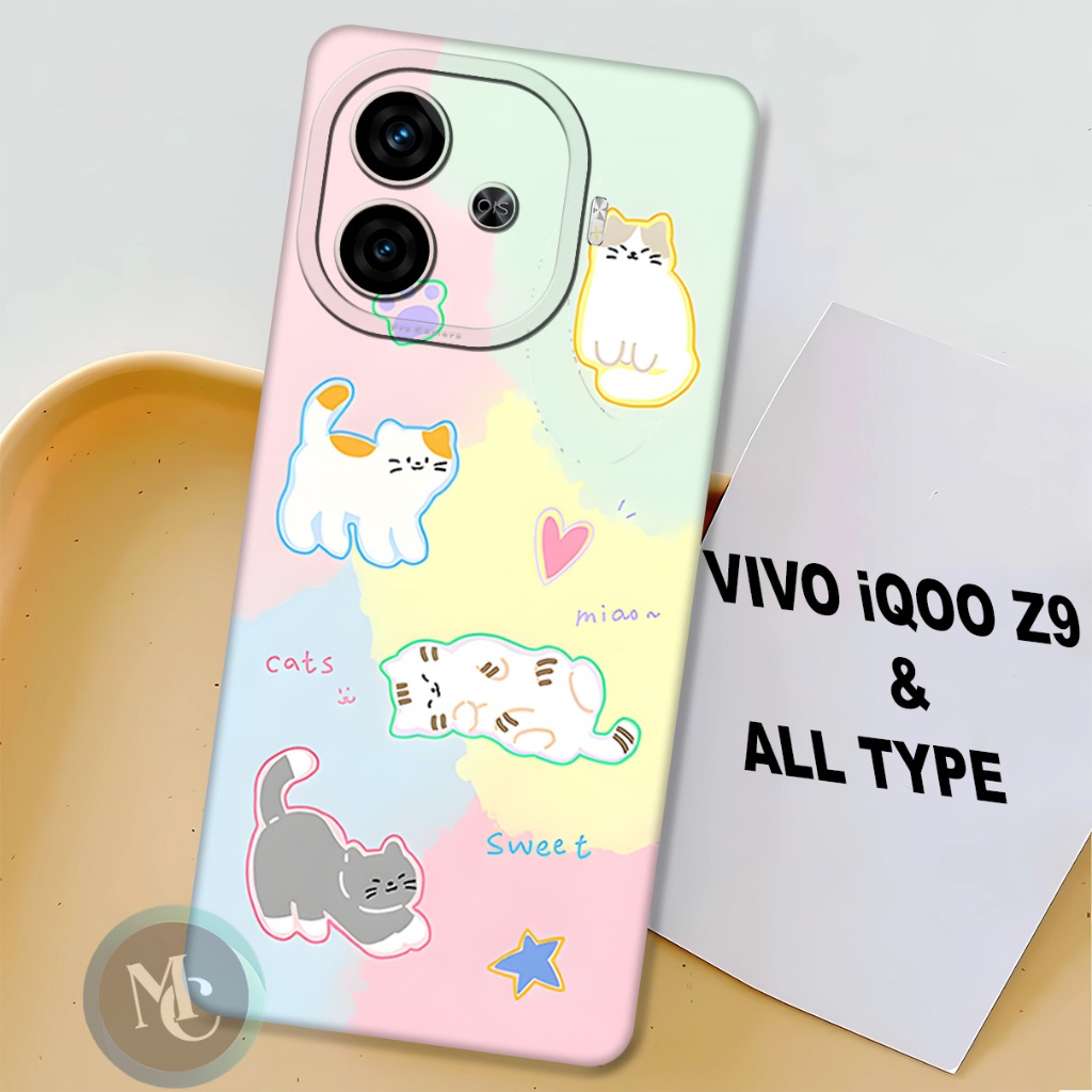 CC22/ Softcase karet lentur untuk VIvo IQOO Z9/Motif kucing/case VIvo IQOO Z9/kesing VIvo IQOO Z9/si