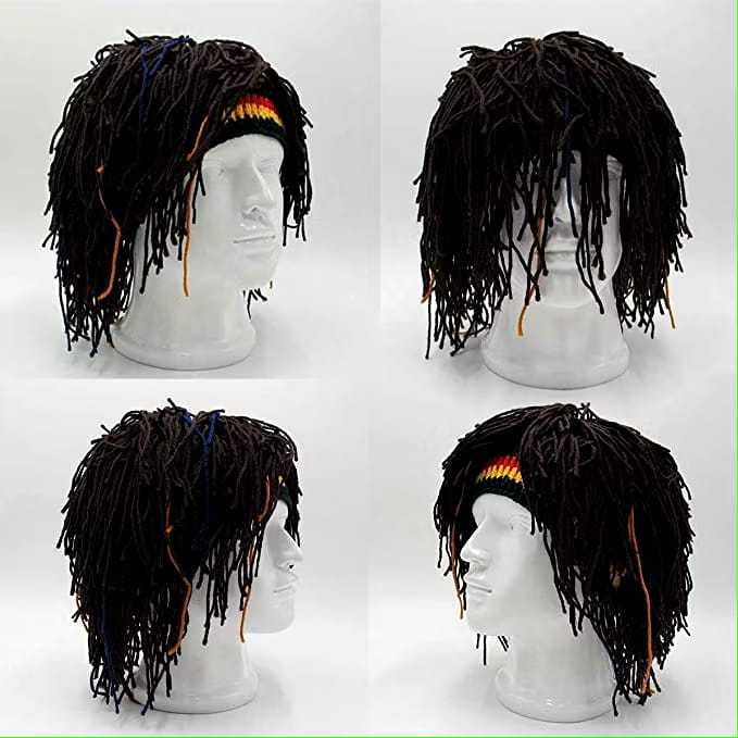 Wig pria gimbal reggae wig cowok gimbal kepang sulam