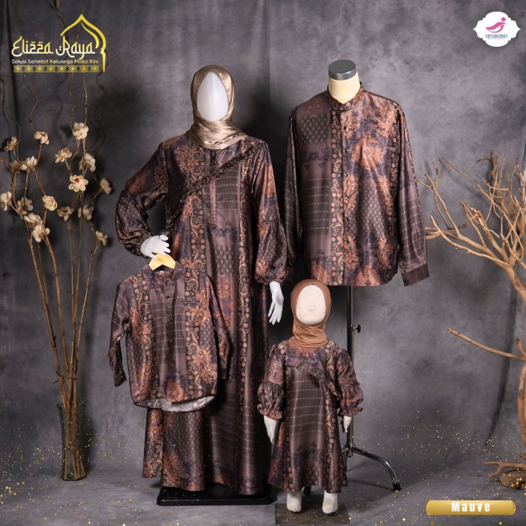 Baju Gamis Sarimbit Keluarga Lebaran Idul Adha 2025 Zalira Kids / Eliza Dress couple mom and kids