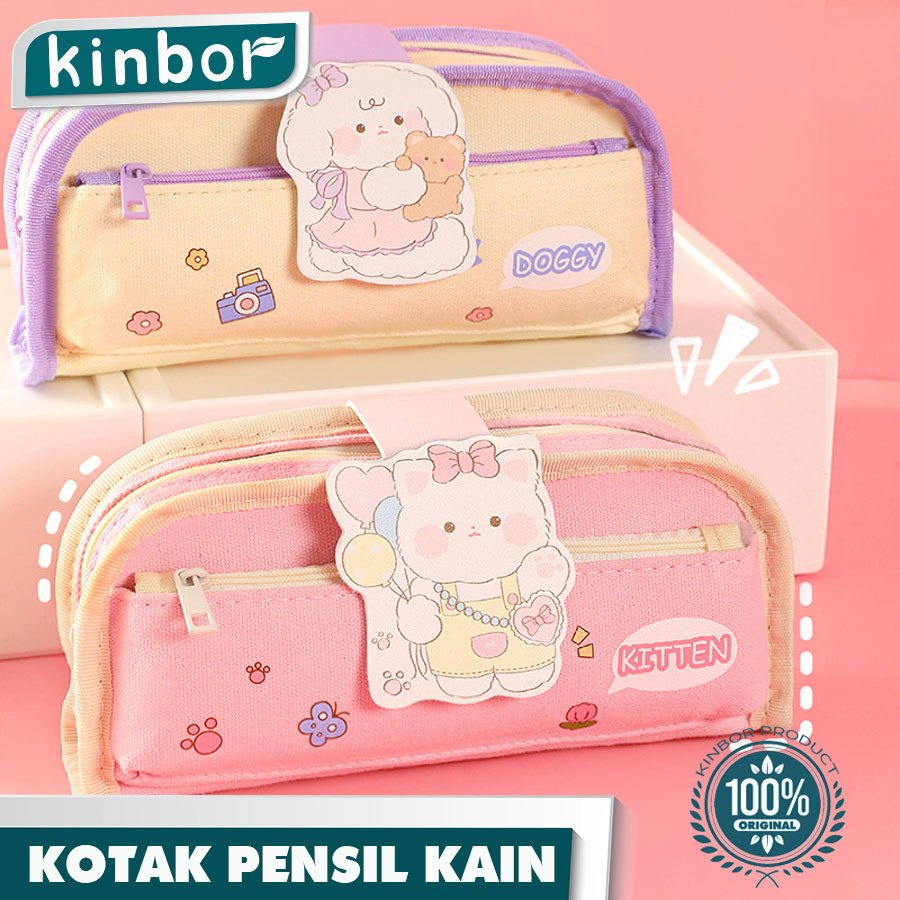 

Tempat pensil anak murah anti air kanvas/ Kotak pensil 2 risleting ( KINBOR )