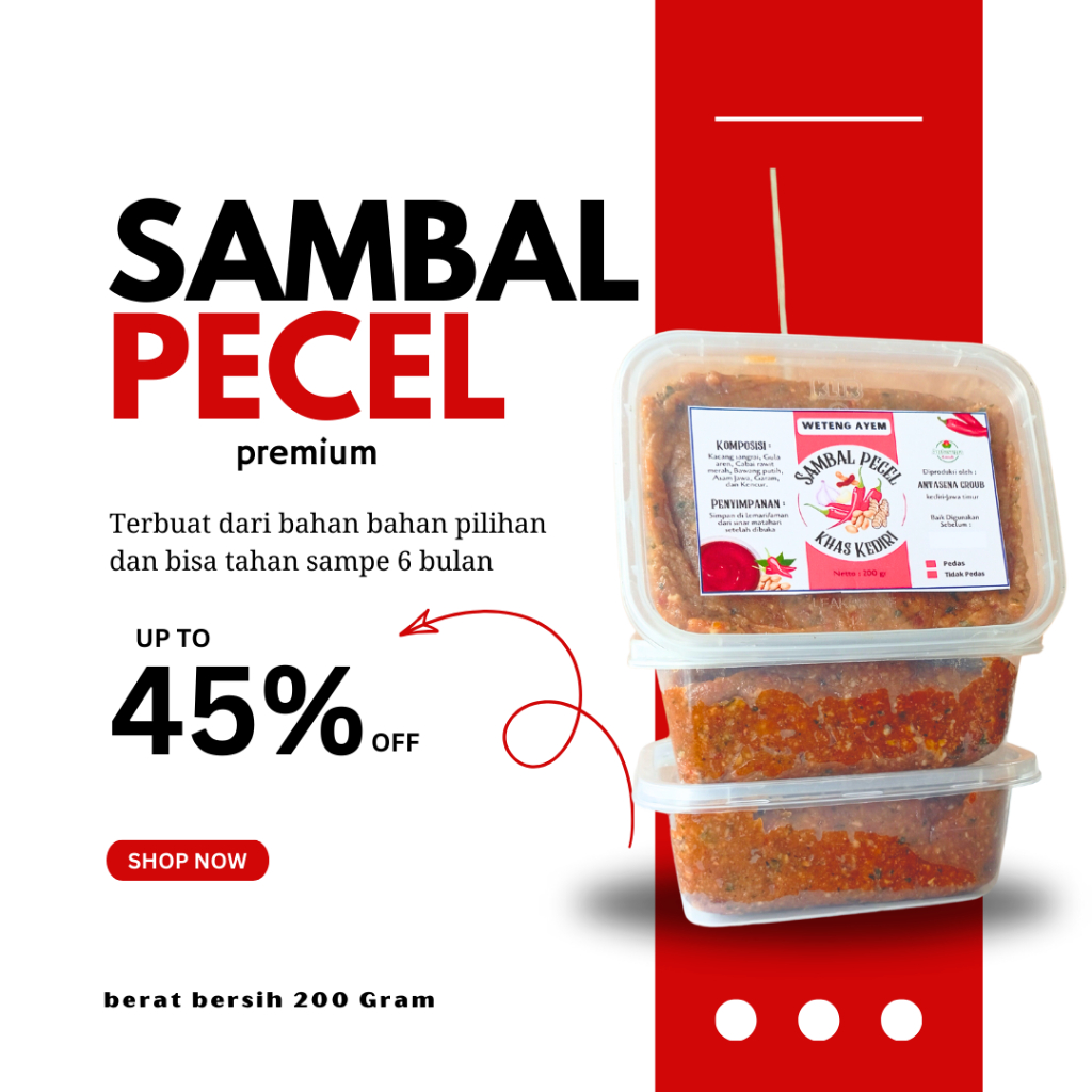 

[200 Gram] Original Bumbu Sambel Pecel Kacang Sangrai/Tanpa Minyak Khas Kediri