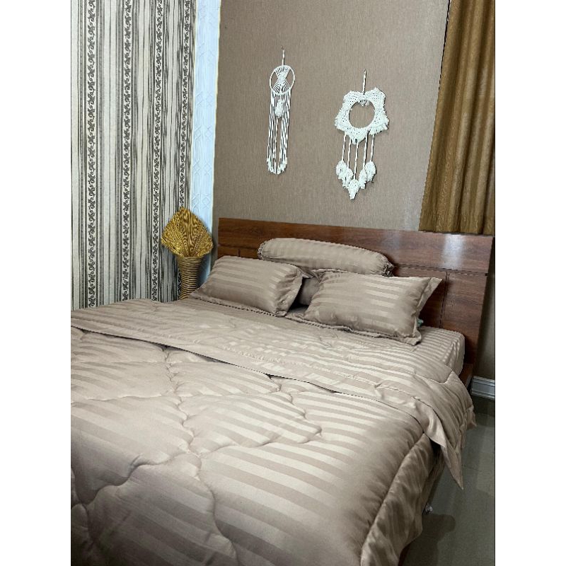 Sprei katun lokal || Sprei anti geser || Sprei homemade || Sprei set Mikro Tencel Coklat Tua