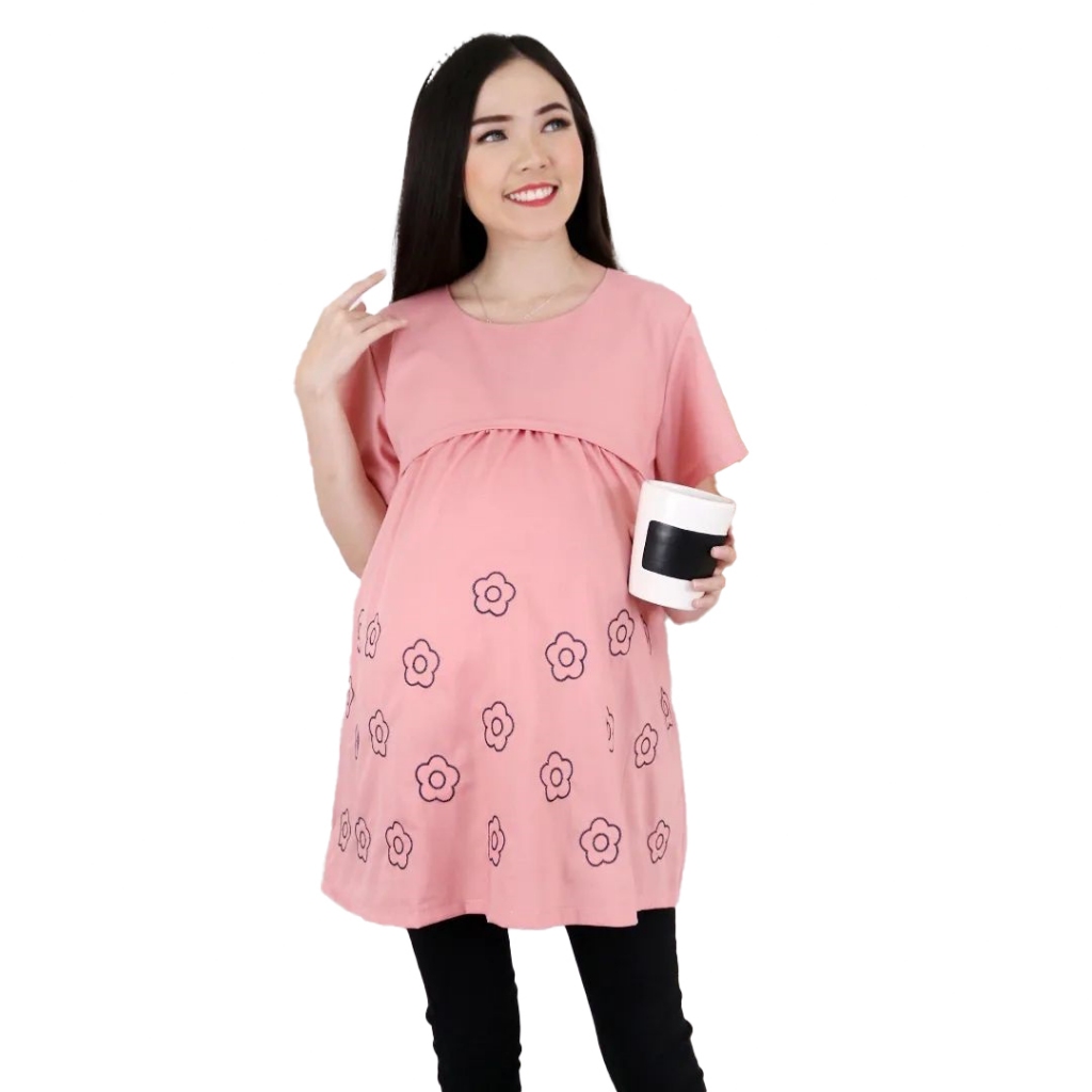 Baju Hamil & Menyusui Atasan Ibu Hamil Blus Bumil Modern Bunga Boba