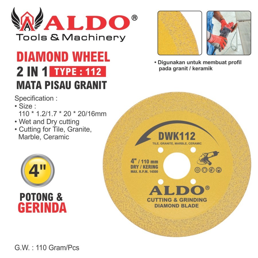 DIAMOND WHEEL 2 IN 1 112 / MATA DISGRINDA GRANIT / MATA PISAU GRANIT / MATA POTONG DAN GERINDA MERK 
