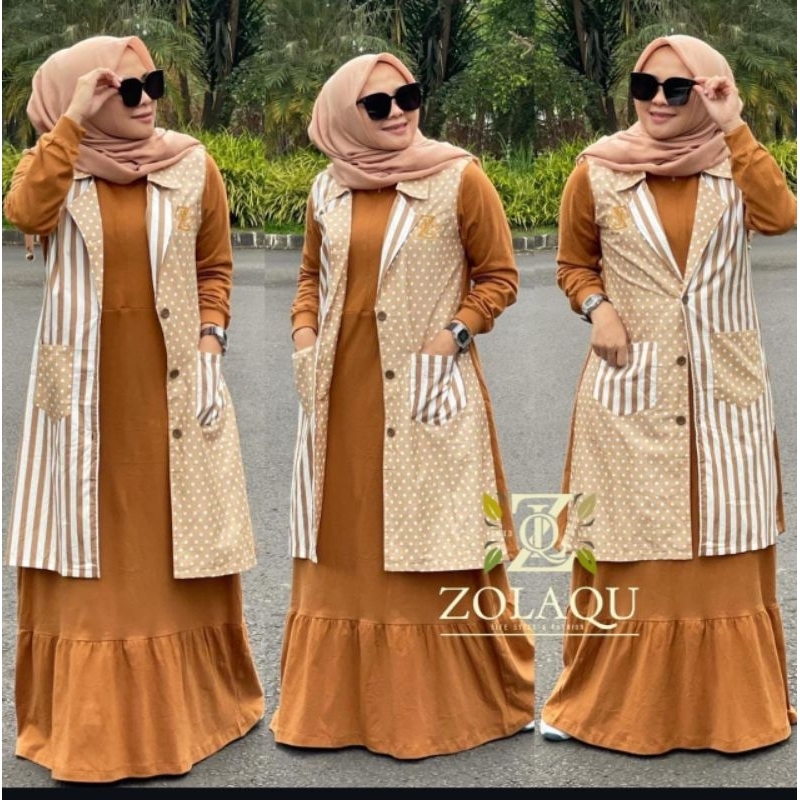 Gamis set blazer by zolaqu original