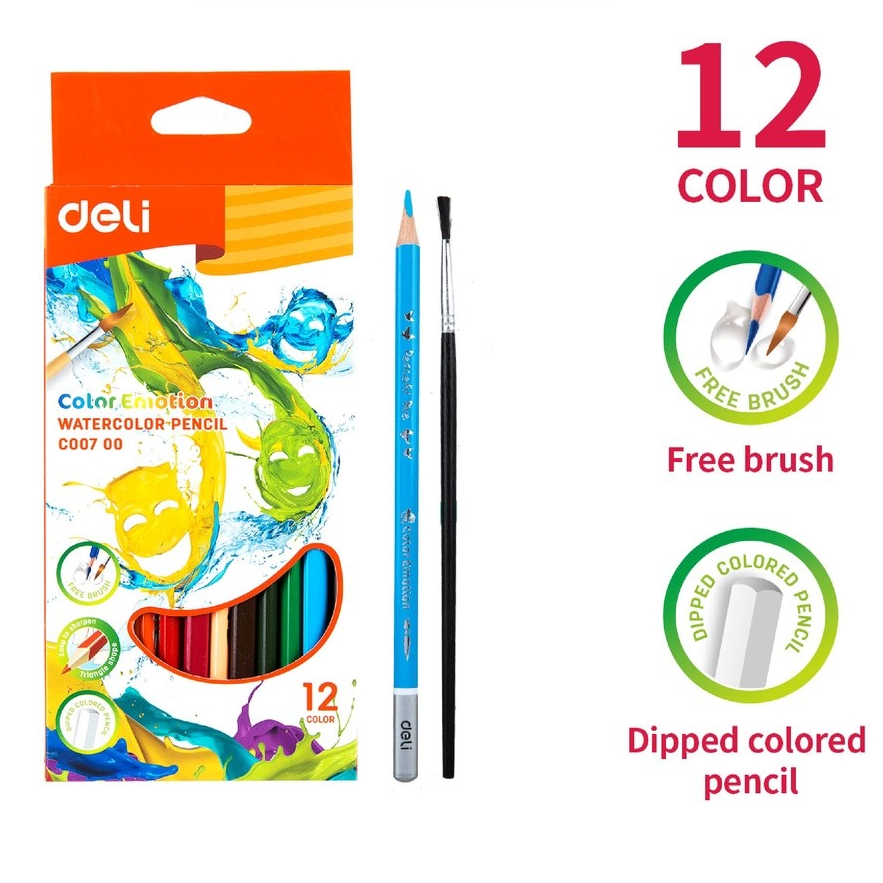 

Deli Watercolor Pencil / Pensil Warna Air 12 Warna EC00700