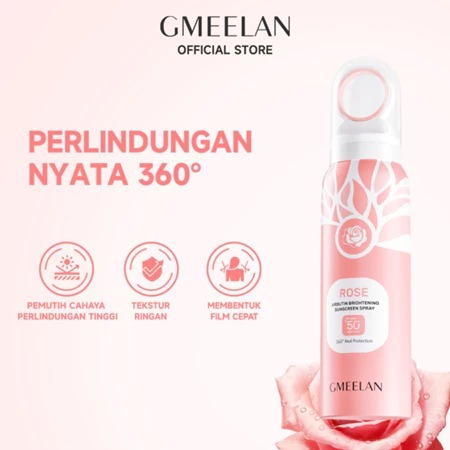 GMEELAN ROSE ARBUTIN Sunscreen Mist SPF 50 PA++++ - Sunscreen Spray Melindungi Wajah