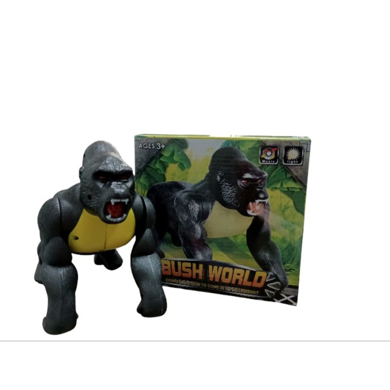 Mainan Gorilla Bisa Jalan Bersuara Baterai Hewan Kingkong Anak Edukasi
