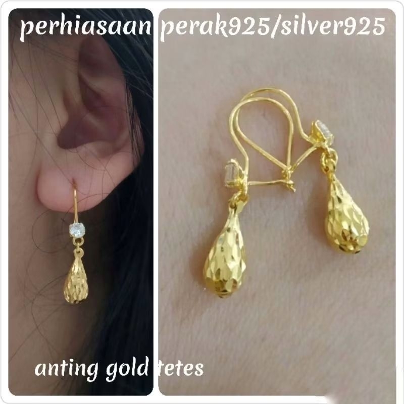 Anting Perak Asli Silver 925 Lapis Emas Putih Kuning