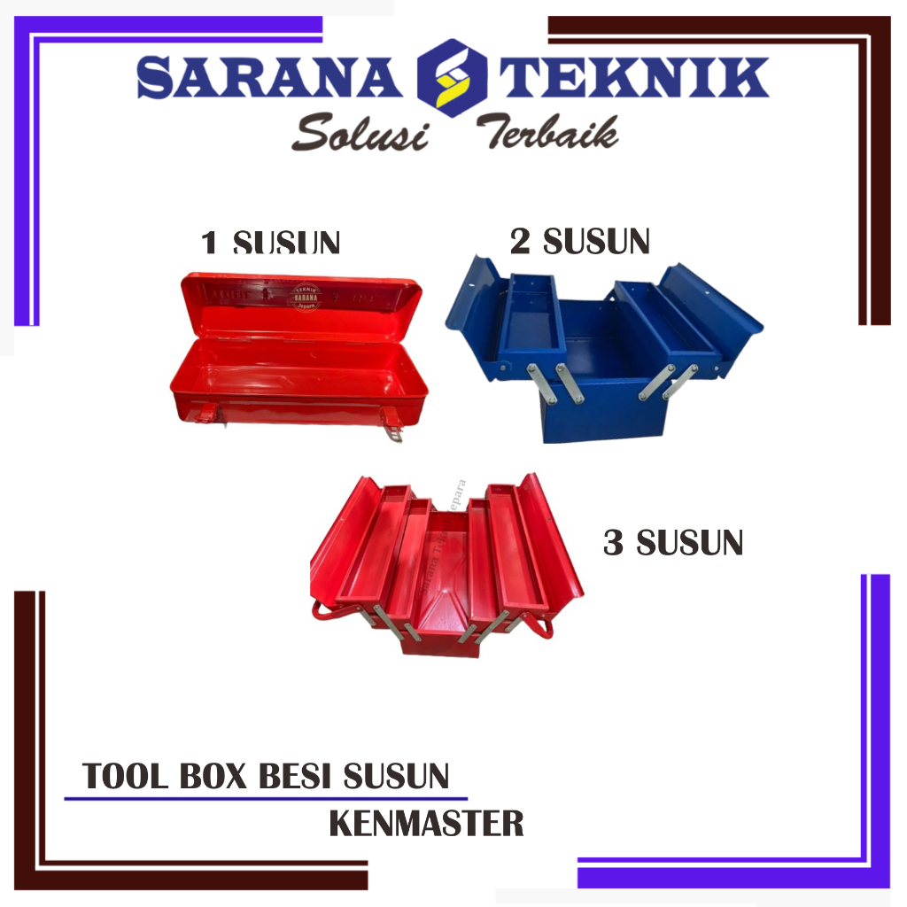 TOOL BOX / KOTAK PENYIMPANAN ALAT TUKANG BESI 1 SUSUN , 2 SUSUN , 3 SUSUN KENMASTER