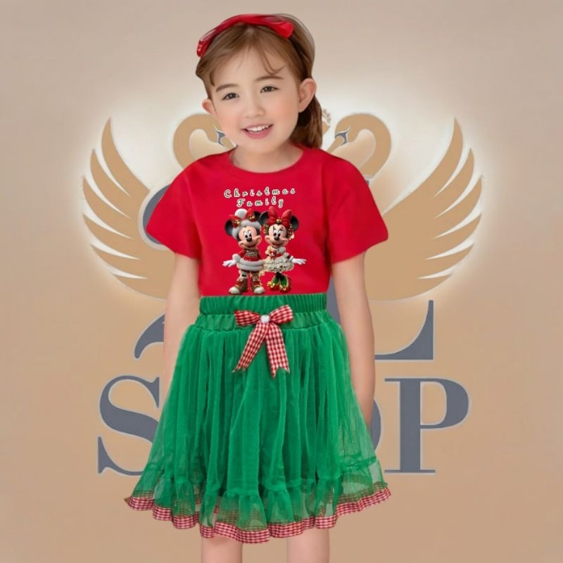 Setelan Rok Tutu Natal Anak terjual pisah atas bawah / 1 set baju natal / Rok Natal tari seragam