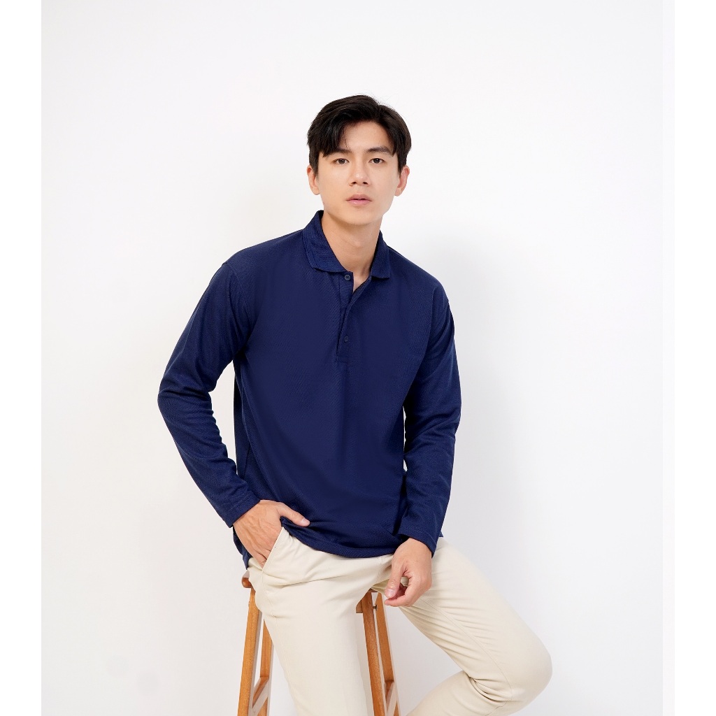 Kerah panjang NAVY WINSTAR / polo polos panjang / Kaos kerah pria lengan panjang / WINSTAR POLOS / K