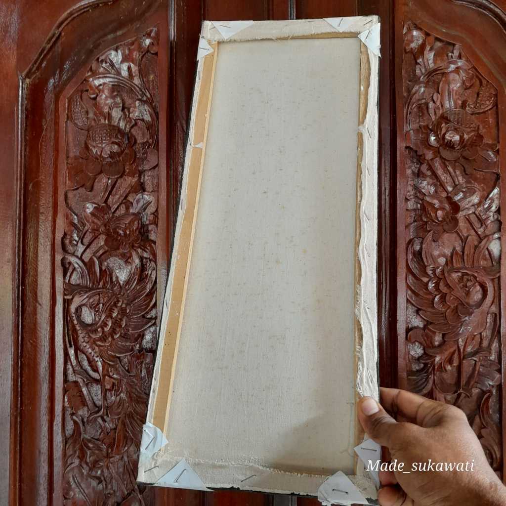 Lukisan Kanvas Panen Padi Tradisional Bali 50Cm X 20Cm