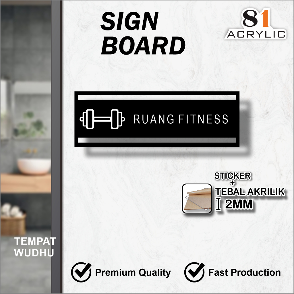 

81 Acrylic Sign Board Ruang Fitness