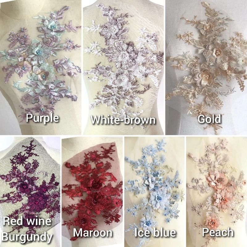 lace bordir bunga 3d import