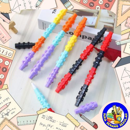 

Ay00! SELUSIN Pulpen Gel Model Lego Warna Warni / Building Block Pen S0261