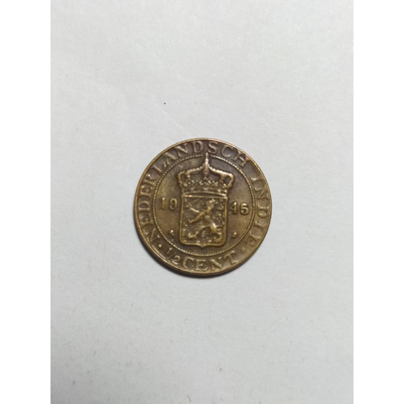 koin nederlandsch indie ½ cent tahun 1945