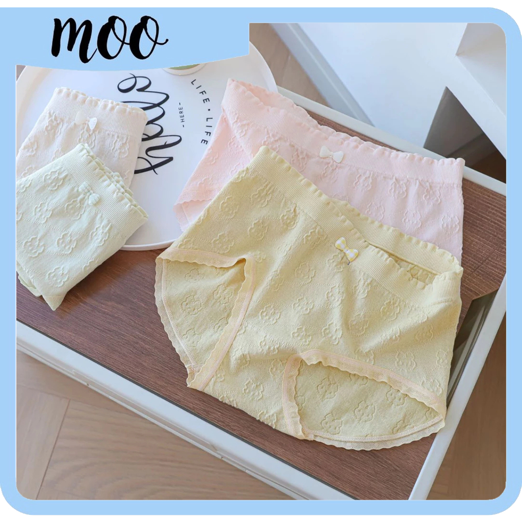 MOO C1380 Celana Dalam Wanita Antibakteri CD Cewek Dekorasi Pita Renda