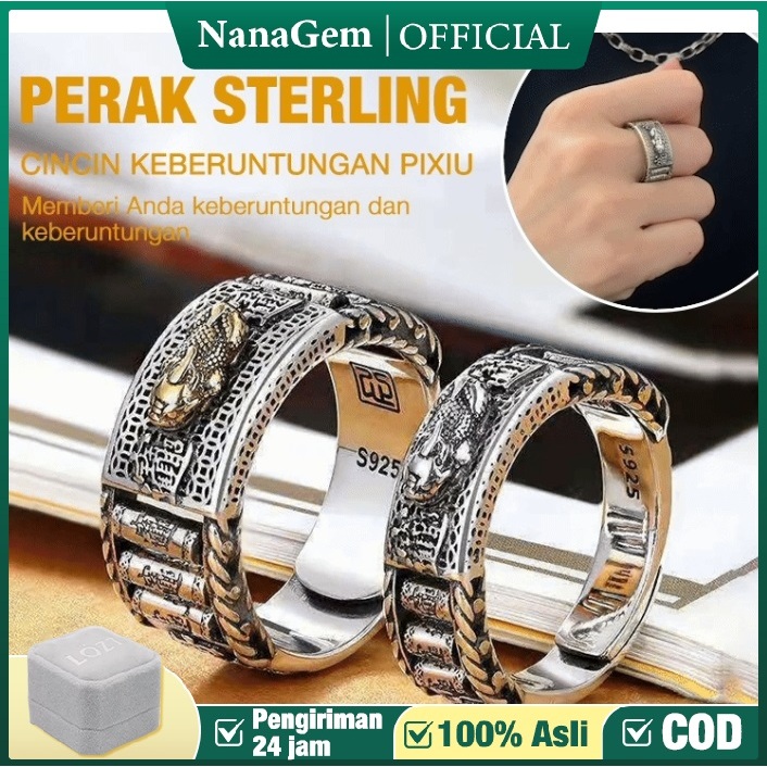【Beli 1 dapat 1】Cincin koin pixiu silver couple cincin perak pria wanita asli cincin uang  dari koin