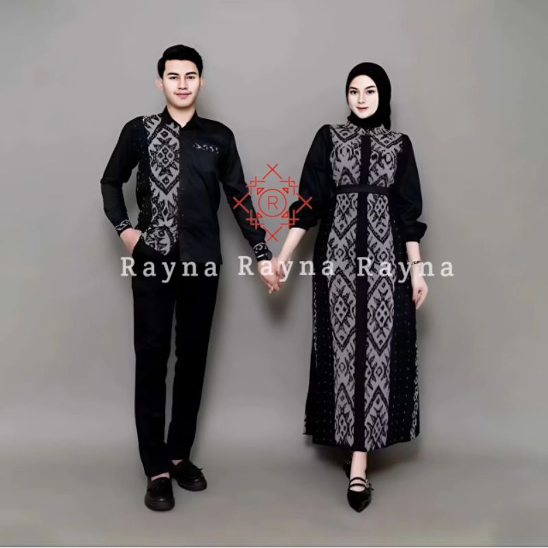 Set Couple Hitam Gamis Baju Pasangan Kondangan rayna ethnic Baju lebaran