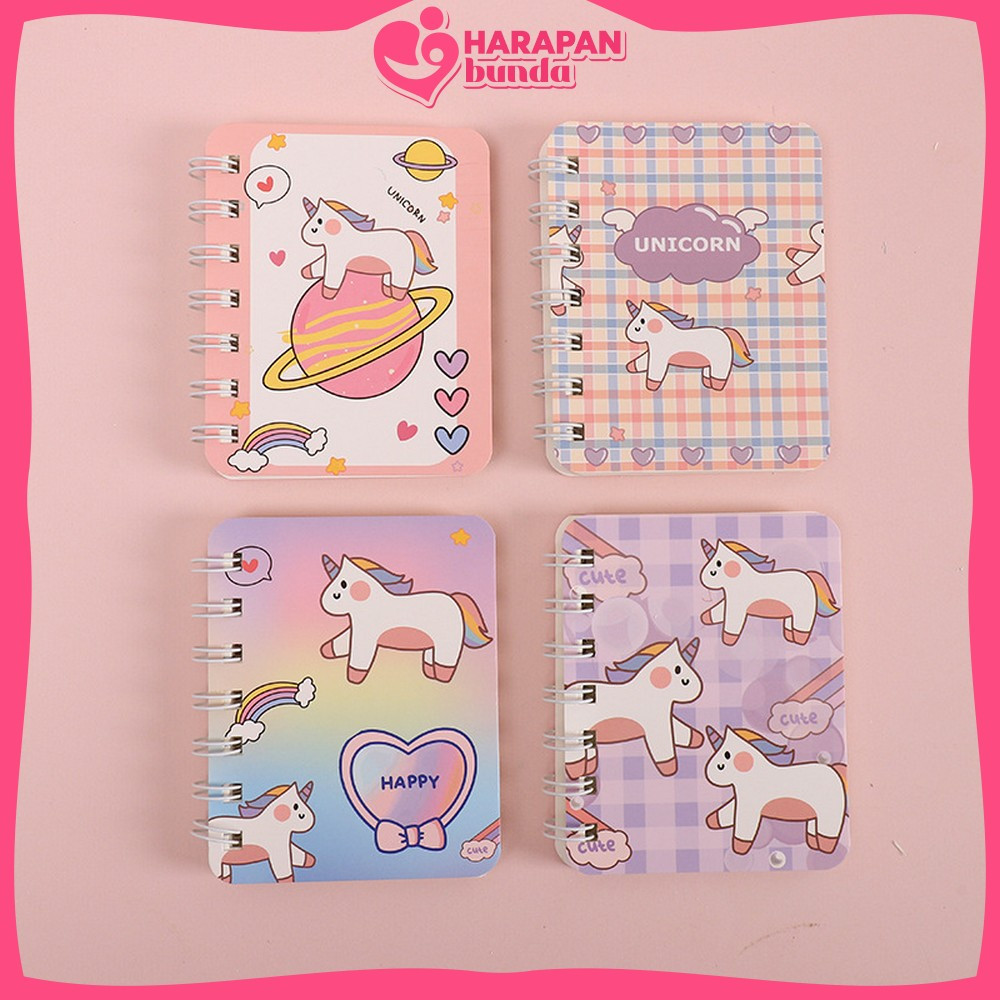 

Buku Mini Alat Tulis Portable / Buku Catatan Kartun Memo Kecil A7 80 Lembar / Buku Kecil Notebook Ring Motif Notepad Harapan Bunda A58