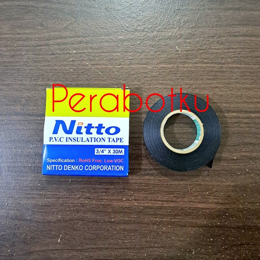 Solatip Nitto Electrical Tape 3/4" 30 cm / Isolasi Listrik / Lakban Solatip Perekat Hitam Untuk Kabe