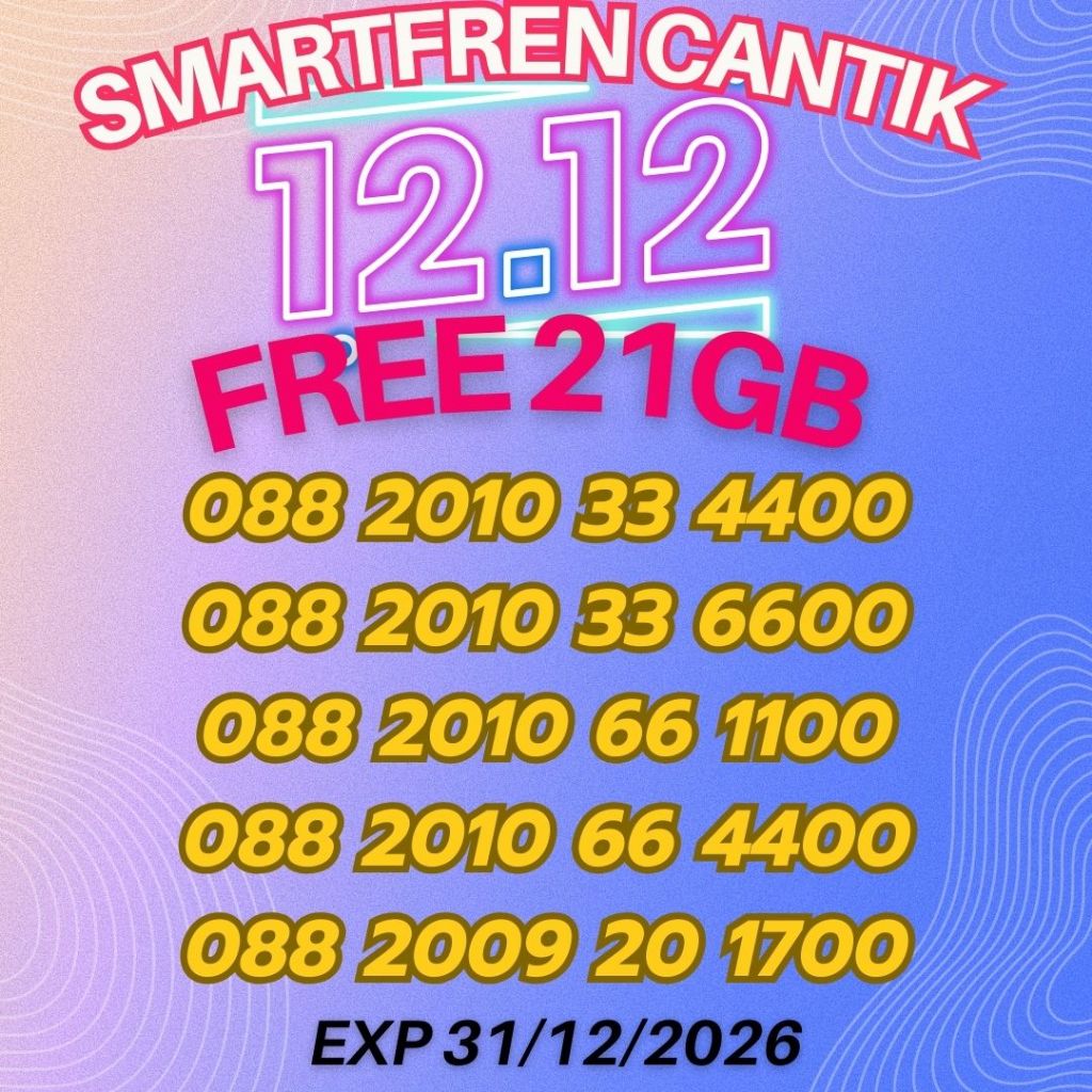 Nomor Cantik Smartfren Ekor Ratusan Bonus 21GB Harga 59ribu