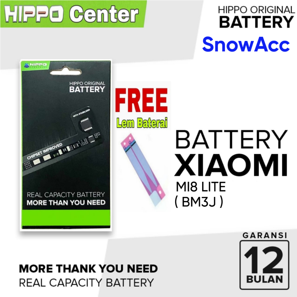 Hippo Baterai Xiaomi Mi 8 Lite / BM3J Hippo baterai xiao mi MI8 Lite