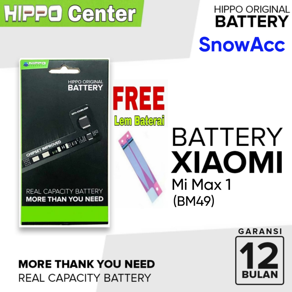 Hippo Baterai Redmi Mi Max 1 4800mah BM49 Garansi Resmi Hippo